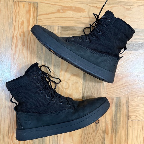 Timberland Davis‎ Square Roll-Top Leather Black Boots Men Size 11 main image 5